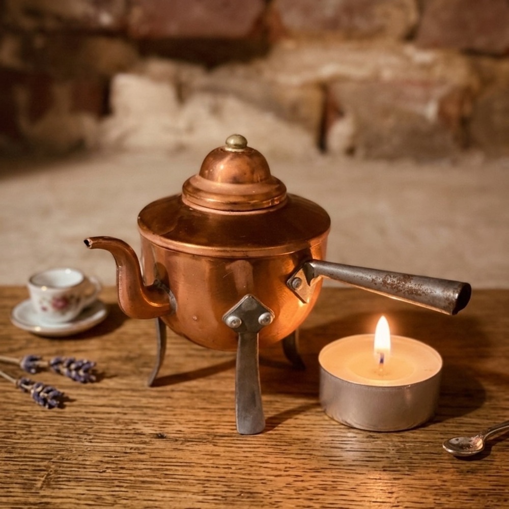 Vintage Swedish Copper Mini Teapot Kettle, 3”